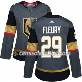 Camisola Vegas Golden Knights Marc-Andre Fleury 29 Adidas 2017-2018 Cinza Authentic - Mulher